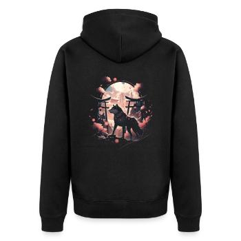Japanese Wolf Wolves Manga Tokyo Cherry Blossoms - Unisex Premium Organic Zip Hoodie - black - Back - Nico (187cm)