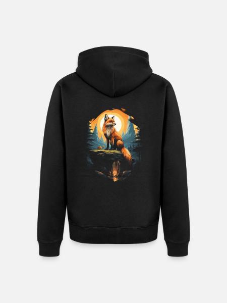 Fox Landscape Fox Lovers - Unisex Premium Organic Zip Hoodie - black
