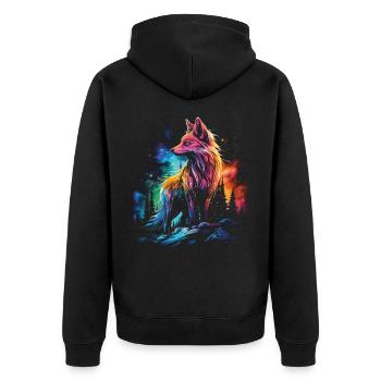 Fox Foxes Fantasy Illustration - Unisex Premium Organic Zip Hoodie - black - Back - Nico (187cm)