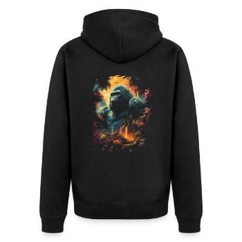 Gorilla Kunstwerk Natur Tier - Unisex Premium Bio Zip Hoodie - Schwarz - Hinten - Nico (187cm)