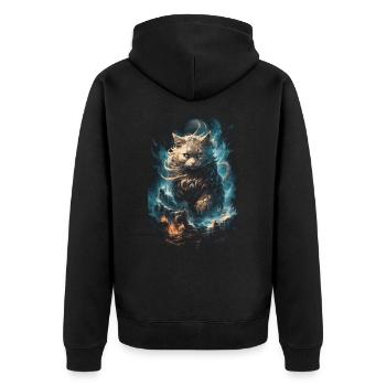 Katze Magisch Verzauberung Mythisch Märchen - Unisex Premium Bio Zip Hoodie - Schwarz - Hinten - Nico (187cm)