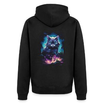 Artwork Cat Kitten Fantasy Fairy Tale - Unisex Premium Organic Zip Hoodie - black - Back - Nico (187cm)