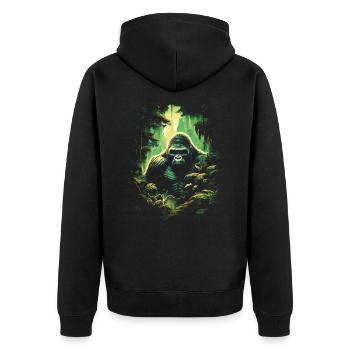 Gorilla Artwork Nature Animal - Unisex Premium Organic Zip Hoodie - black - Back - Nico (187cm)