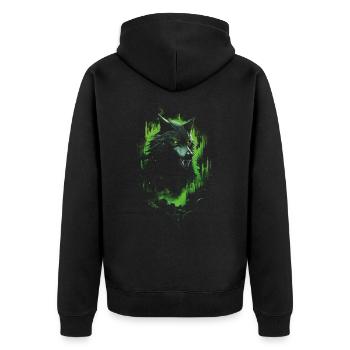 Fantasy Wolf Horror Wald - Unisex Premium Bio Zip Hoodie - Schwarz - Hinten - Nico (187cm)