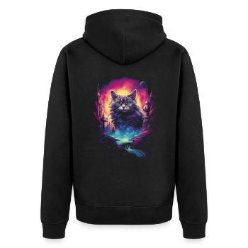 Artwork Cat Kitten Fantasy Fairy Tale - Unisex Premium Organic Zip Hoodie - black - Back - Nico (187cm)