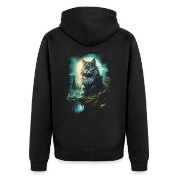 Artwork Cat Kitten Fantasy Fairy Tale - Unisex Premium Organic Zip Hoodie - black - Back - Nico (187cm)