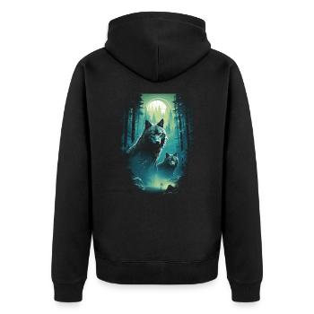 Fantasy Wolves Wolf Moonlight Illustration - Unisex Premium Organic Zip Hoodie - black - Back - Nico (187cm)
