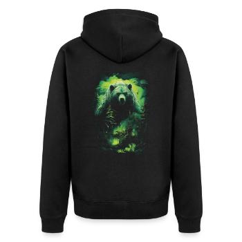 Fantasy Bär Braunbär Monster Verwunschen Mythisch - Unisex Premium Bio Zip Hoodie - Schwarz - Hinten - Nico (187cm)
