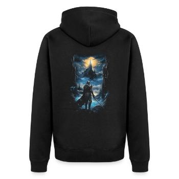Fantasy Chevalier Château Magie Conte de Fées Mythique Gothique - Veste à capuche bio Premium Unisexe - noir - Dos - Nico (187cm)