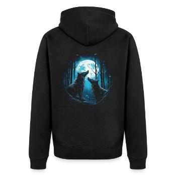 Fantasy Wolf Magic Pack Mysterious - Unisex Premium Organic Zip Hoodie - black - Back - Nico (187cm)