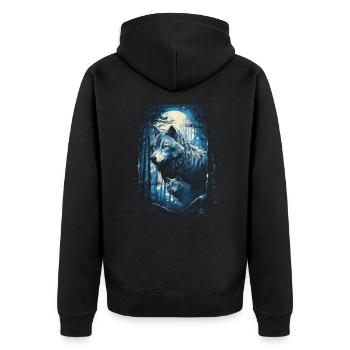 Fantasy Wolf Magic Pack Mysterious - Unisex Premium Organic Zip Hoodie - black - Back - Nico (187cm)