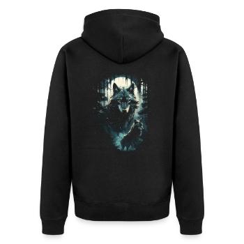 Fantasy Wolf Magic Pack Mysterious - Unisex Premium Organic Zip Hoodie - black - Back - Nico (187cm)