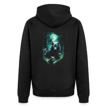 Fantasy Wolf Magic Pack Mysterious - Unisex Premium Organic Zip Hoodie - black - Back - Nico (187cm)