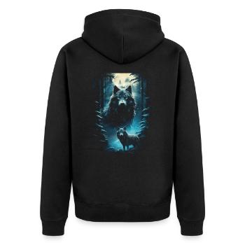 Fantasy Wolf Magic Pack Mysterious - Unisex Premium Organic Zip Hoodie - black - Back - Nico (187cm)