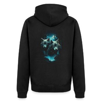 Fantasy Wolf Magic Pack Mysterious - Unisex Premium Organic Zip Hoodie - black - Back - Nico (187cm)