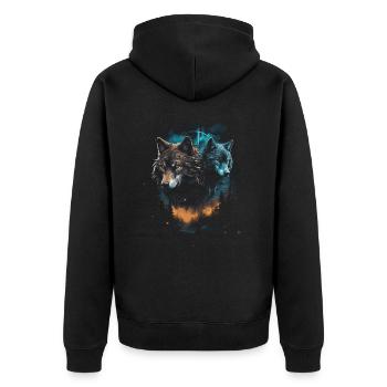 Dunkle Kunst Wolf Wald Mythisch - Unisex Premium Bio Zip Hoodie - Schwarz - Hinten - Nico (187cm)