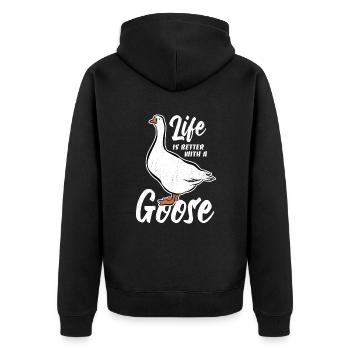 Life is better with a goose - Gänse Fan - Unisex Premium Organic Zip Hoodie - black - Back - Nico (187cm)