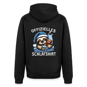 offizielles Schlafshirt - Unisex Premium Bio Zip Hoodie - Schwarz - Hinten - Nico (187cm)