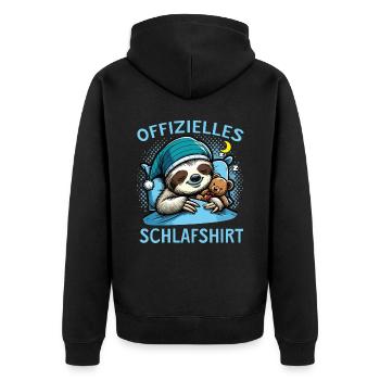 offizielles Schlafshirt - Unisex Premium Bio Zip Hoodie - Schwarz - Hinten - Nico (187cm)