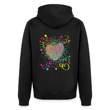 Stimmungs Herz - Fasching - Karneval - Verkleidung - Unisex Premium Bio Zip Hoodie - Schwarz - Hinten - Nico (187cm)