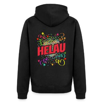 Helau Herz - Fasching - Karneval - Verkleidung - Unisex Premium Bio Zip Hoodie - Schwarz - Hinten - Nico (187cm)