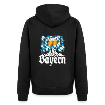 Servus - Gruß aus Bayern - meine Heimat - Unisex Premium Bio Zip Hoodie - Schwarz - Hinten - Nico (187cm)