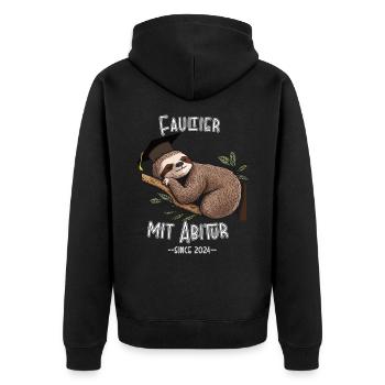 Sloth with high school diploma 2024 - Unisex Premium Organic Zip Hoodie - black - Back - Nico (187cm)