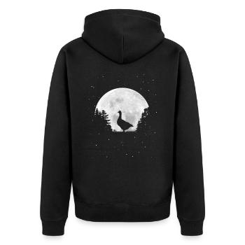 Pleine Lune - Nuit - Silhouette d’oie - Veste à capuche bio Premium Unisexe - noir - Dos - Nico (187cm)