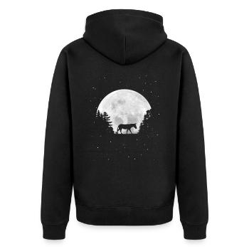 Pleine Lune - Nuit - Silhouette d’âne - Veste à capuche bio Premium Unisexe - noir - Dos - Nico (187cm)