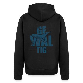 Gewaltig Wal - Buckelwal - Meeressäuger - Geschenk - Unisex Premium Bio Zip Hoodie - Schwarz - Hinten - Nico (187cm)