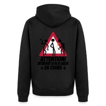 Junggesellenabschied Team Junggesellenabschied Bräutigam Humor - Unisex Premium Bio Zip Hoodie - Schwarz - Hinten - Nico (187cm)