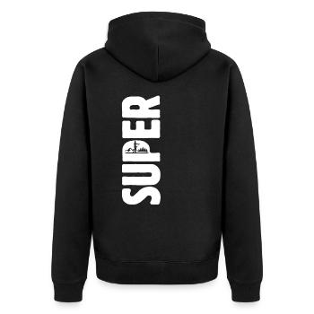 SUPER, Stand up paddling, SUP - Unisex Premium Bio Zip Hoodie - Schwarz - Hinten - Nico (187cm)