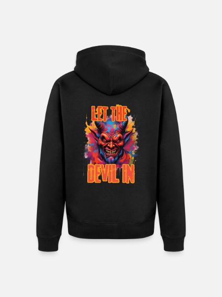 LET THE DEVIL IN. - Unisex Premium Organic Zip Hoodie - black