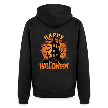 Joyeux Halloween Maison hantée - Effrayant - Veste à capuche bio Premium Unisexe - noir - Dos - Nico (187cm)