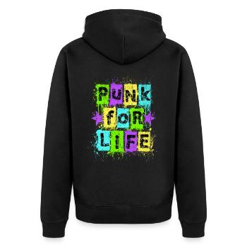 Punk For Life Neon Graffiti T-Shirt Design - Unisex Premium Organic Zip Hoodie - black - Back - Nico (187cm)