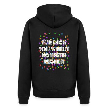 Für dich soll's heut Konfetti regnen - Verkleidung - Unisex Premium Bio Zip Hoodie - Schwarz - Hinten - Nico (187cm)