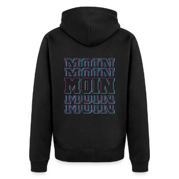 MOIN T-Shirt | Glitch Artwork | North German - Unisex Premium Organic Zip Hoodie - black - Back - Nico (187cm)