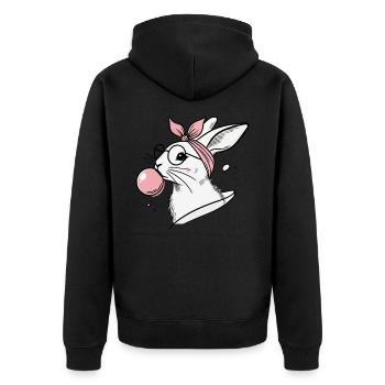 Lapin de Pâques avec bulle de chewing-gum en rétro vintage - Veste à capuche bio Premium Unisexe - noir - Dos - Nico (187cm)