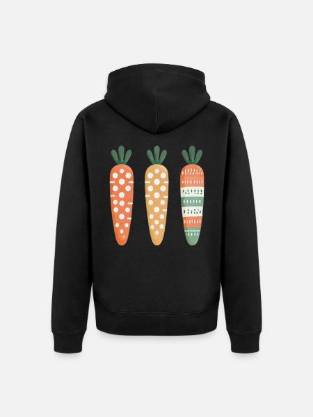 Cute Carrot Pattern Easter Joy - Unisex Premium Organic Zip Hoodie - black