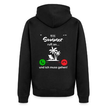 sommer ruft an... und ich muss gehen! - Unisex Premium Bio Zip Hoodie - Schwarz - Hinten - Nico (187cm)
