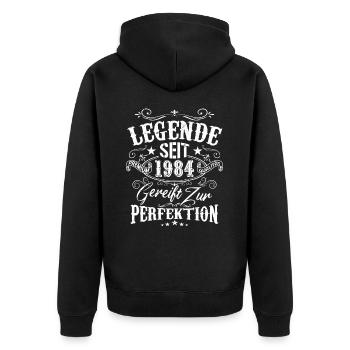 Legende Seit 1984 Gereift Zur Perfektion, Geschenk - Unisex Premium Bio Zip Hoodie - Schwarz - Hinten - Nico (187cm)