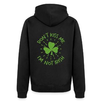 Don't Kiss Me, I'm Not Irish St. Patrick's Day - Unisex Premium Bio Zip Hoodie - Schwarz - Hinten - Nico (187cm)