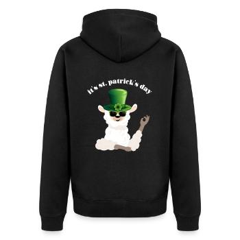 St. Patrick's Day with an Adorable Llama Animal - Unisex Premium Organic Zip Hoodie - black - Back - Nico (187cm)