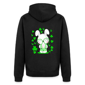 Drôle de lapin Saint-Patrick Cadeau de la Saint-Paddy - Veste à capuche bio Premium Unisexe - noir - Dos - Nico (187cm)
