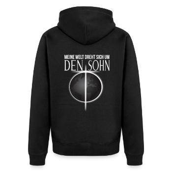 Christliche Religiöse Kleidung Bibel Spruch - Unisex Premium Bio Zip Hoodie - Schwarz - Hinten - Nico (187cm)