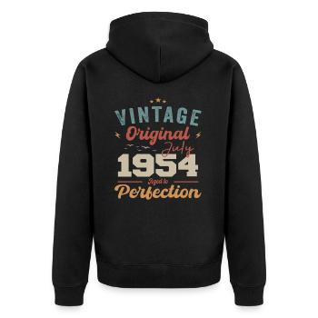 Juli 1954 Geburtstag Juli 1954 Original 1954 Juli - Unisex Premium Bio Zip Hoodie - Schwarz - Hinten - Nico (187cm)
