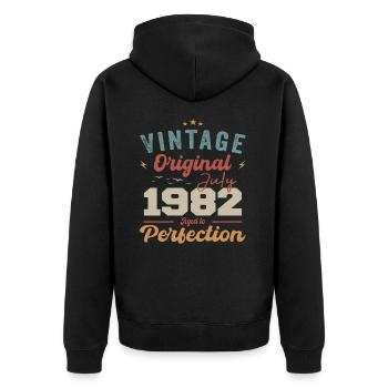 Juli 1982 Geburtstag Juli 1982 Original 1982 Juli - Unisex Premium Bio Zip Hoodie - Schwarz - Hinten - Nico (187cm)