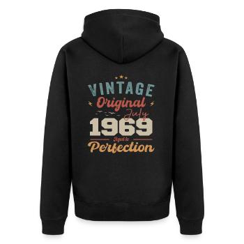 Juillet 1969 Anniversaire Juillet 1969 Original 1969 Juillet - Veste à capuche bio Premium Unisexe - noir - Dos - Nico (187cm)