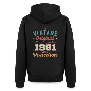 July 1981 Birthday July 1981 Original 1981 July - Unisex Premium Organic Zip Hoodie - black - Back - Nico (187cm)