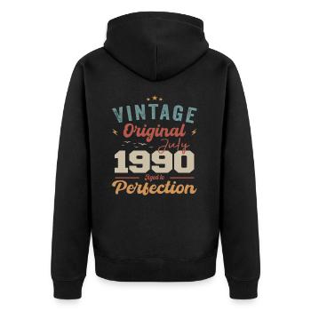 July 1990 Birthday July 1990 Original 1990 July - Unisex Premium Organic Zip Hoodie - black - Back - Nico (187cm)